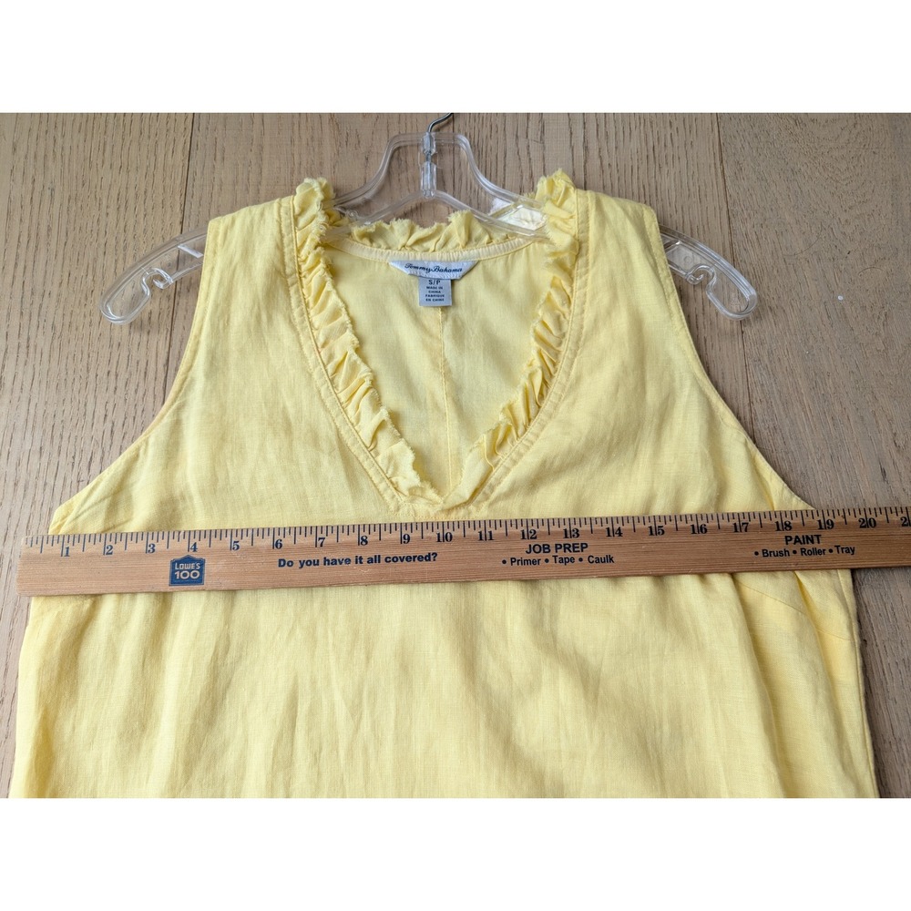 Tommy Bahama Women's Yellow Linen Ruffle V Neck Sleeveless Casual Dress S/P - Picture 5 of 8